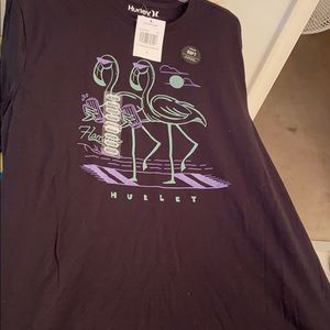 Hurley Black T-Shirt Flamingos-100% cotton